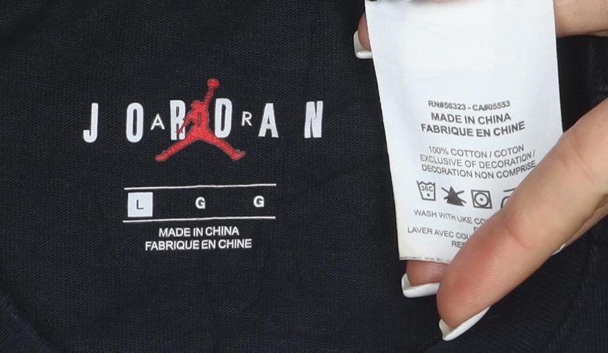 Jordan Men's Black Air Logo Graphic T-Shirt Size L Cotton