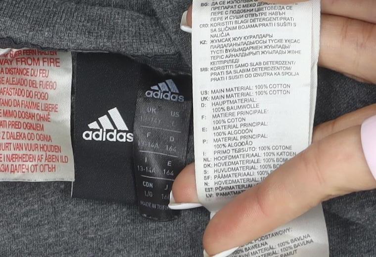 adidas Boys Grey 13-14 Years Short Sleeve Logo T-Shirt