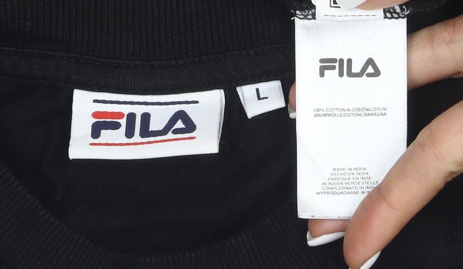 Fila Men's Black Cotton Short Sleeve Crew Neck Sports T-Shirt L