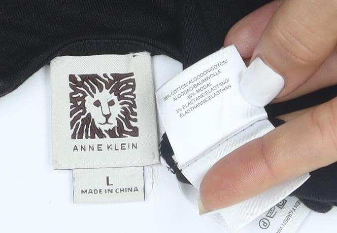 Anne Klein Women’s Black Striped Zip Back Tunic Blouse Size L