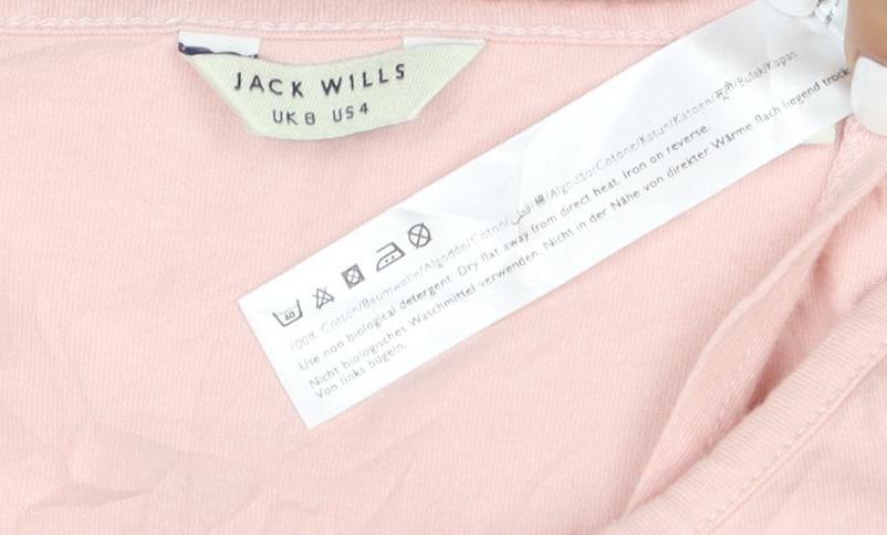 Jack Wills Women's Pink Short Sleeve Cotton T-Shirt Size 8