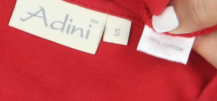 Adini Women Red Cotton Knee Length Shift Dress Size S