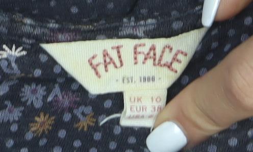 FatFace Womens Blue Floral Short Sleeve A-Line Dress Size 10