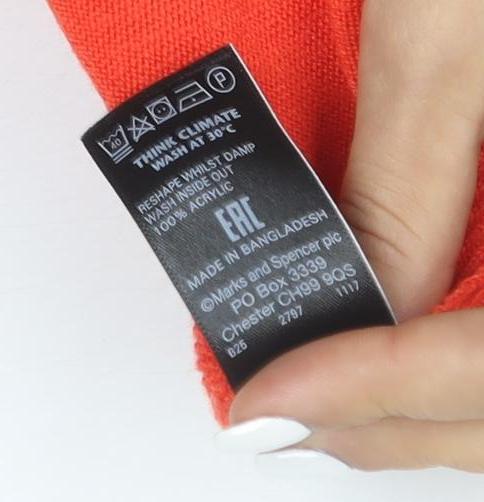 Marks & Spencer Women's Red Crew Neck Acrylic Jumper Size 12
