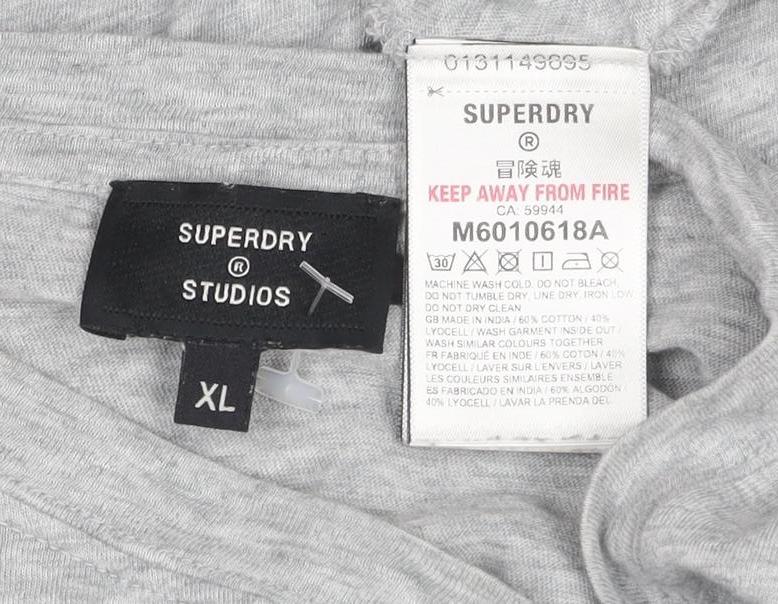 Superdry Studios Men's Grey XL Long Sleeve Crew Neck T-Shirt