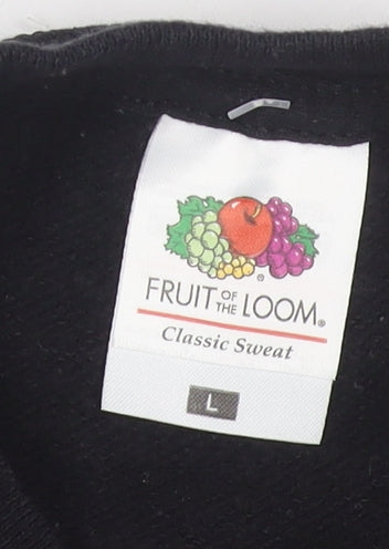 Fruit of the Loom Men's Black Graphic Pullover Sweatshirt L Classic Fit