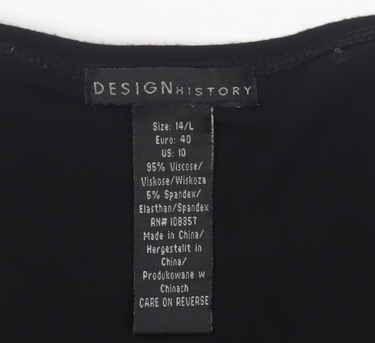 Design History Women's Black Viscose Cardigan Size 14 L Lightweight Open Front