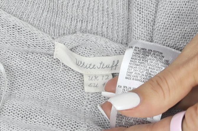 White Stuff Womens Grey Long Sleeve Knit Cotton Modal Cardigan Size 12