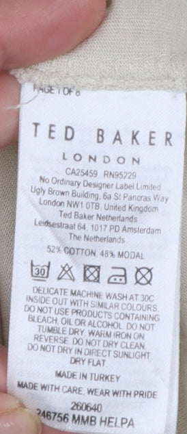 Ted Baker Men's Beige Crew Neck Short Sleeve T-Shirt Size L
