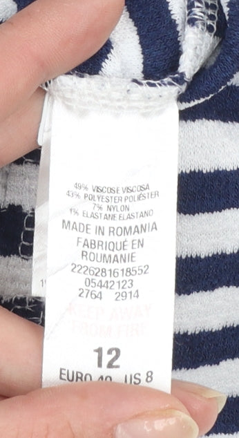 Dorothy Perkins Women Blue Striped Sleeveless Blouse Size 12