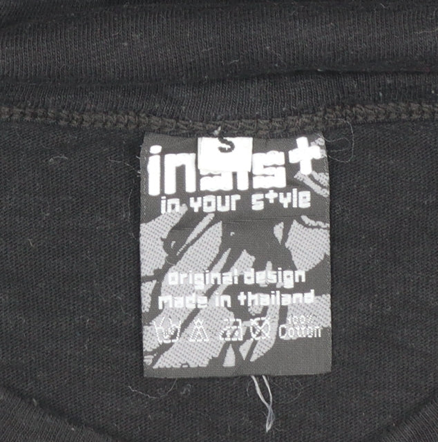Inkast Women's Black Dog Print Cotton T-Shirt Medium
