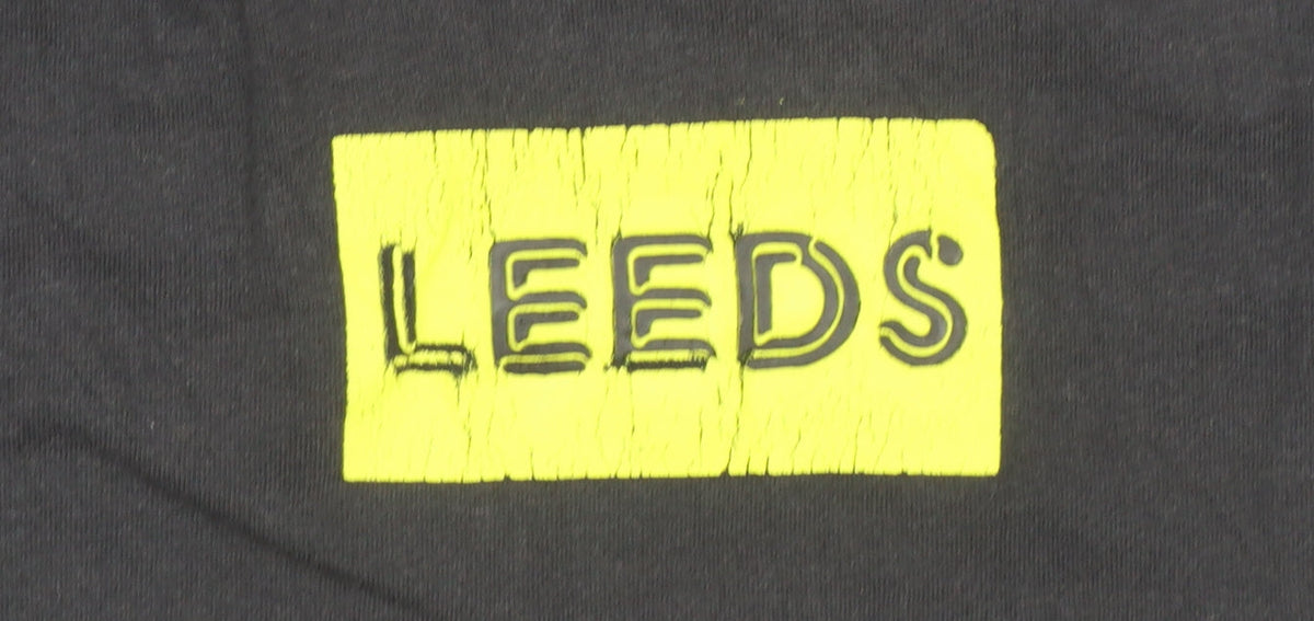 Leeds United Men's Black Graphic Print Cotton T-Shirt Size S