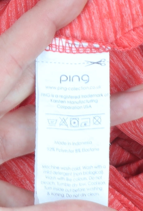 Ping Womens Red Polo Shirt UK 12 Short Sleeve Moisture Wicking Top