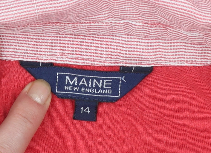 Maine New England Women Red Cotton Collared Polo Shirt Size 14