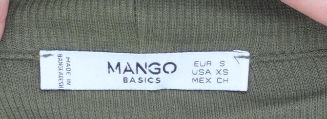 Mango Women’s Green Off Shoulder Tie Strap Slim Fit Top Size 8