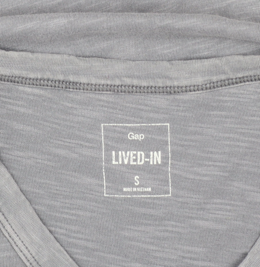 Gap Men's Grey V-Neck Lightweight Cotton T-Shirt Size S
