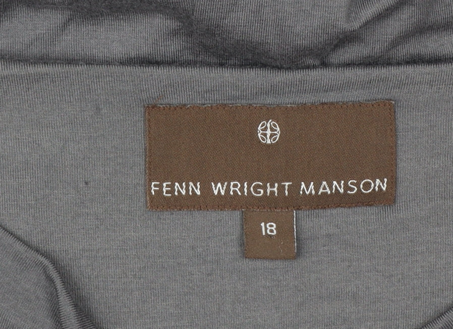 Fenn Wright Manson Women’s Grey Long Sleeve Cowl Neck Wrap Blouse Size 18