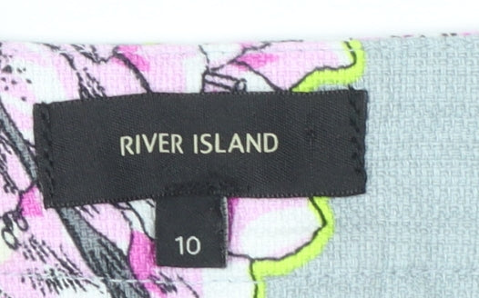 River Island Womens Multicoloured Floral Cropped Slim Fit Trousers Size 10