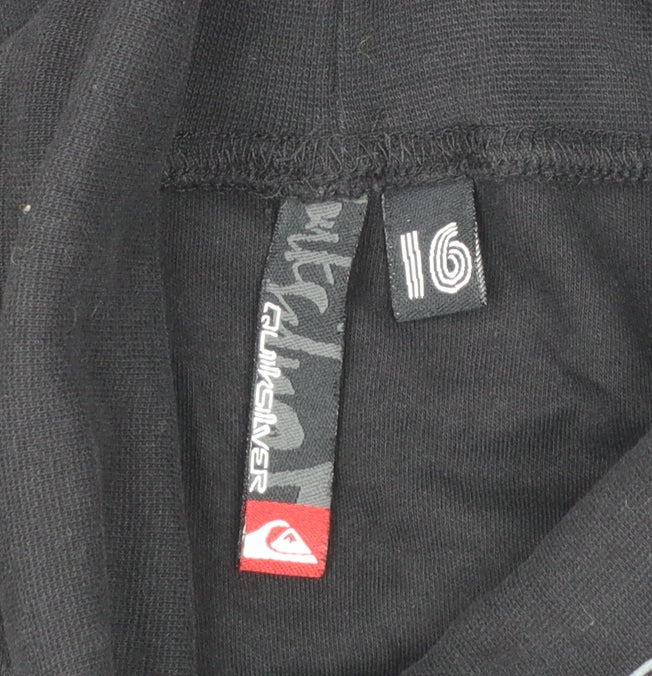 Quiksilver Womens Black 100% Cotton Long Sleeve High Neck Top Size 16
