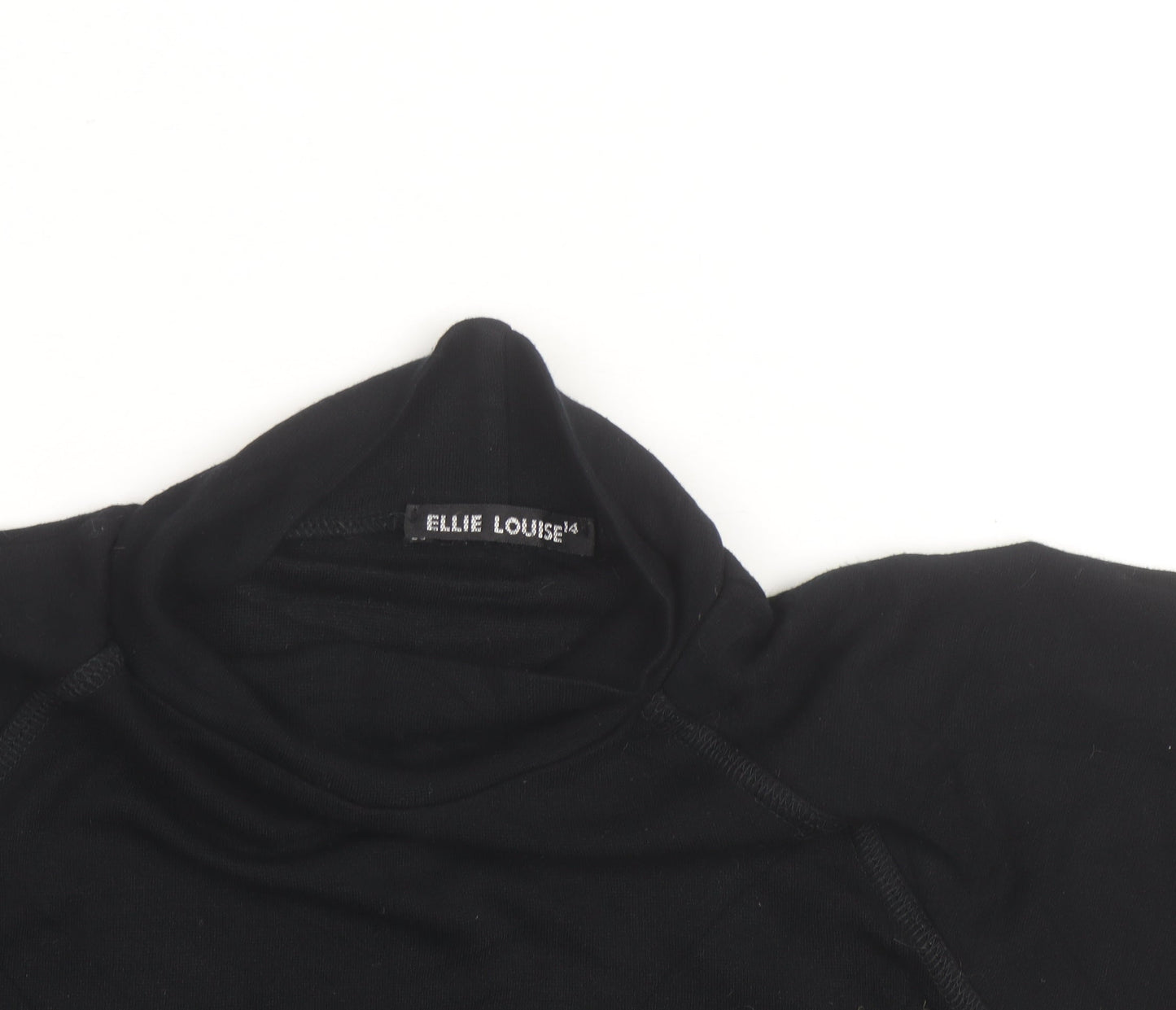 Ellie Louise Womens Black Roll Neck Short Sleeve Slim T-Shirt Size 14