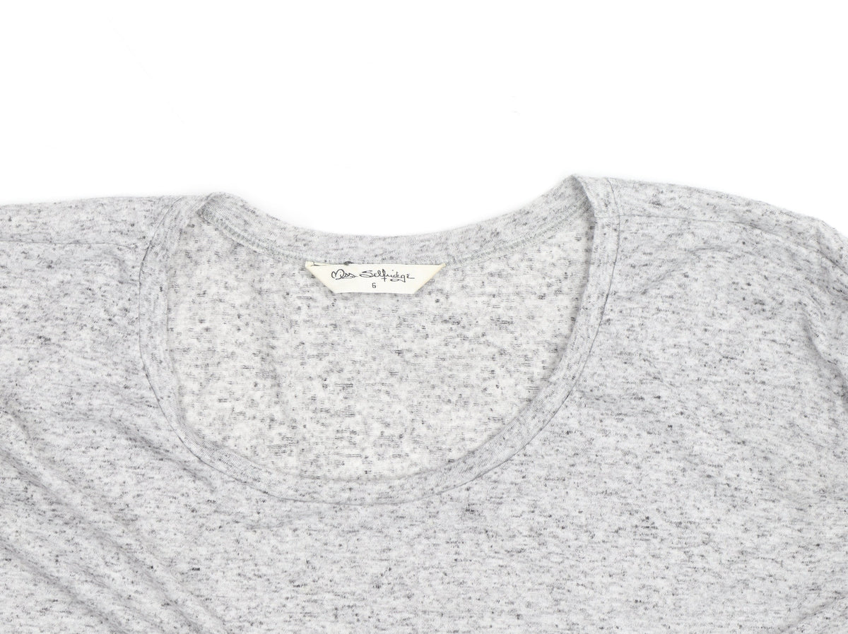 Miss Selfridge Womens Grey Long Sleeve Jersey T-Shirt Size 6