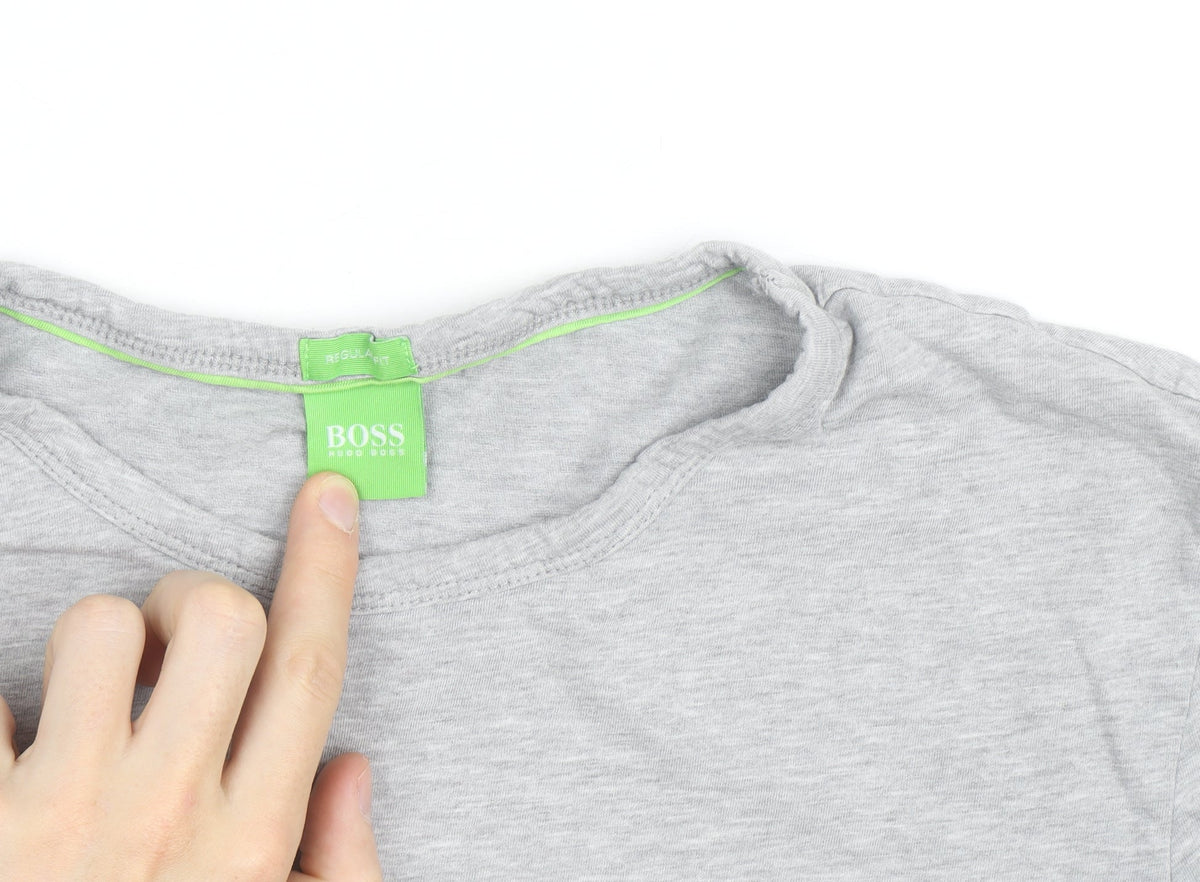 Hugo Boss Men's Grey Regular Fit Crew Neck Short Sleeve T-Shirt Size S