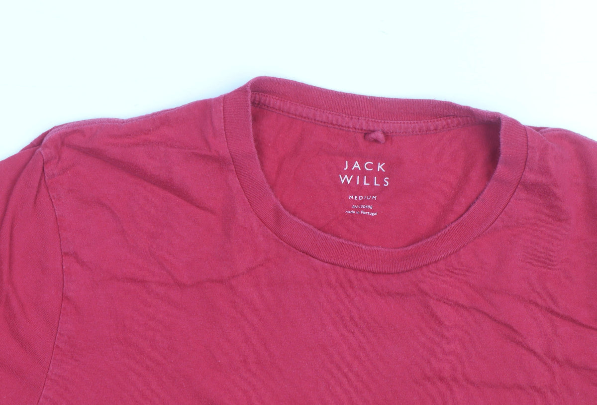 Jack Wills Men's Red Crew Neck Cotton T-Shirt Size M