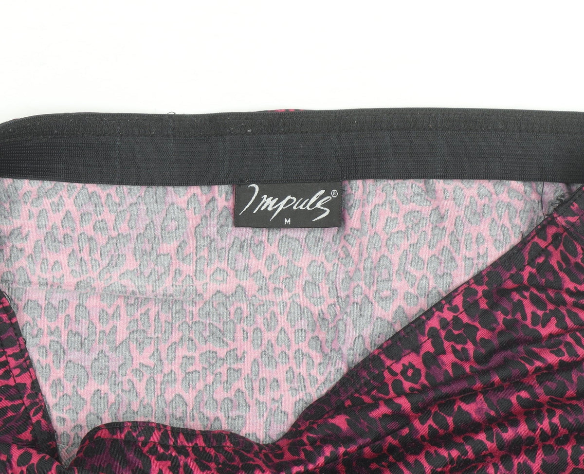 Impuls Women's Pink Animal Print Stretch Pencil Skirt M
