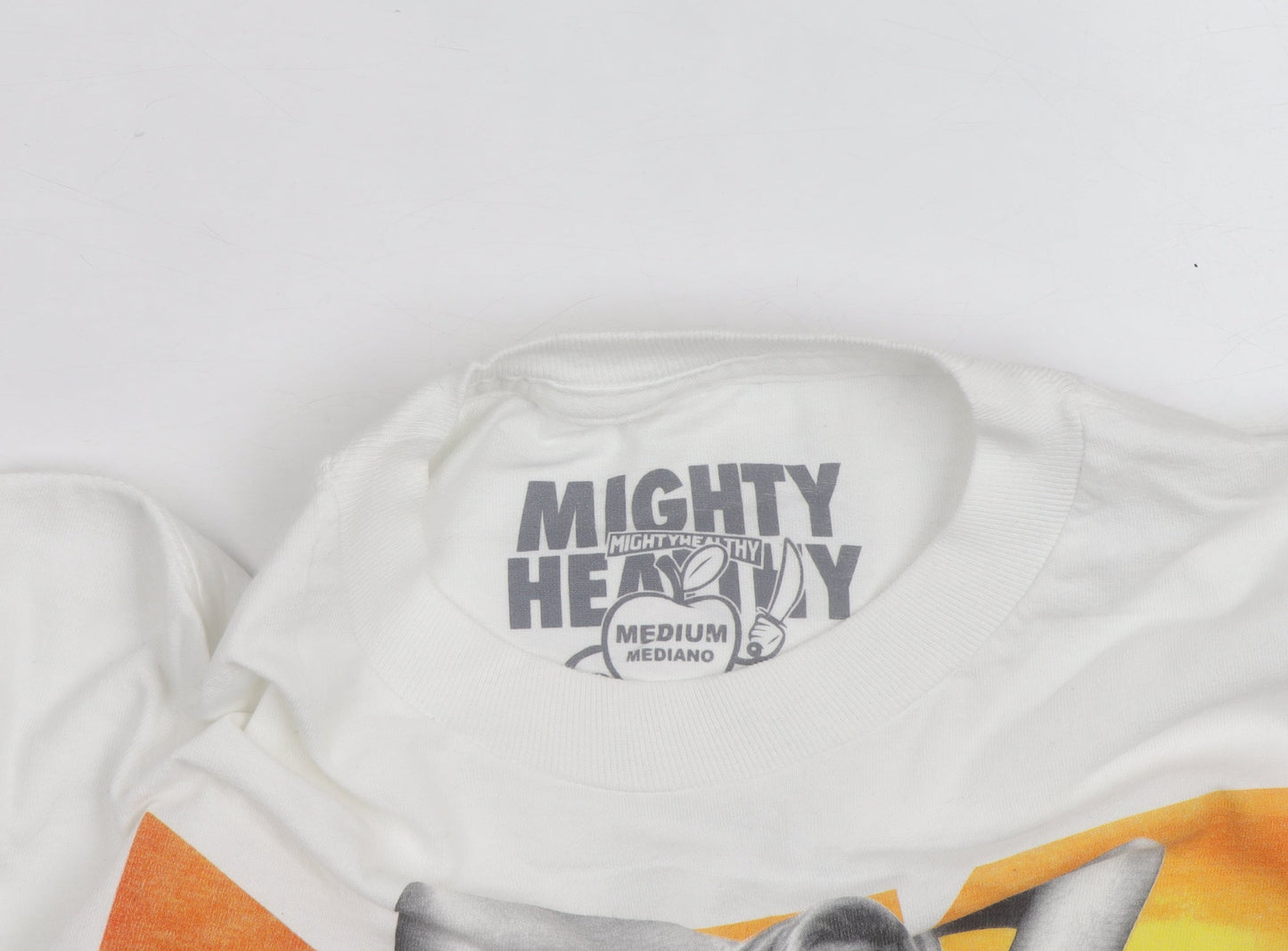 Mighty Healthy Men's White Graphic Print Regular Fit T-Shirt M