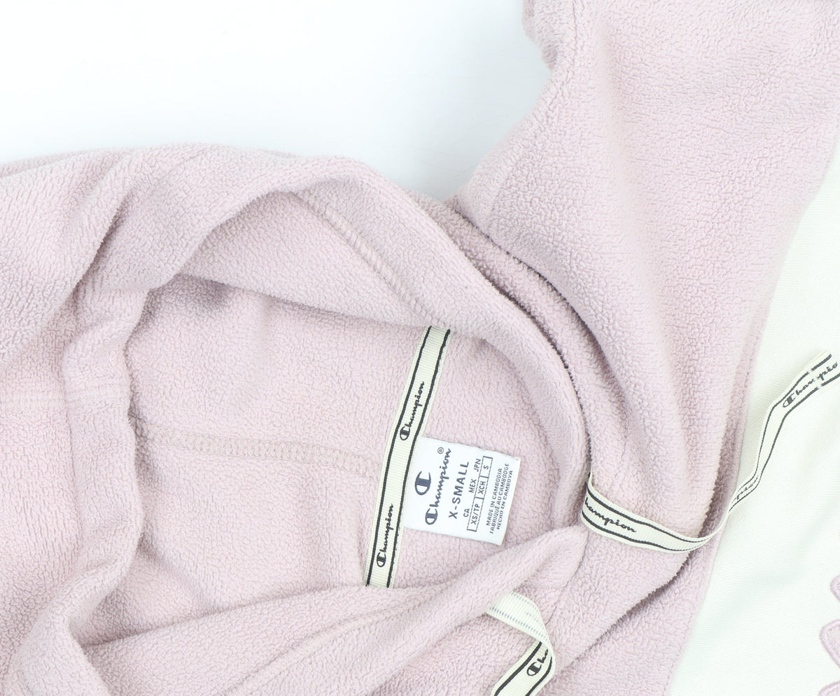 Champion Womens Pink Fleece Pullover Hoodie XS Relaxed Fit