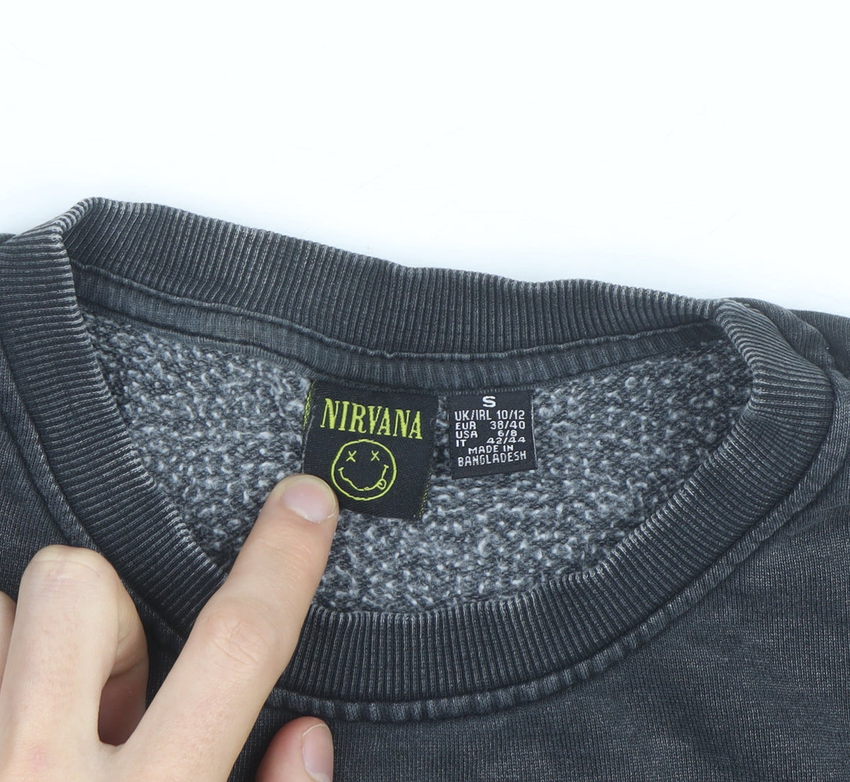 Nirvana Women's Black Pullover Sweatshirt Size 10/12 Crew Neck Rock Graphic