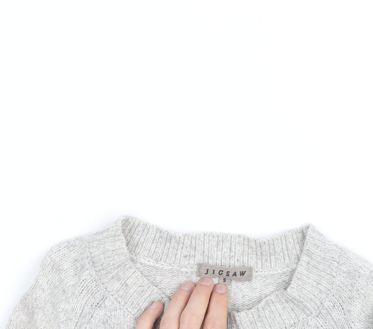 Jigsaw Womens Grey Wool Crew Neck Pullover Jumper Size S