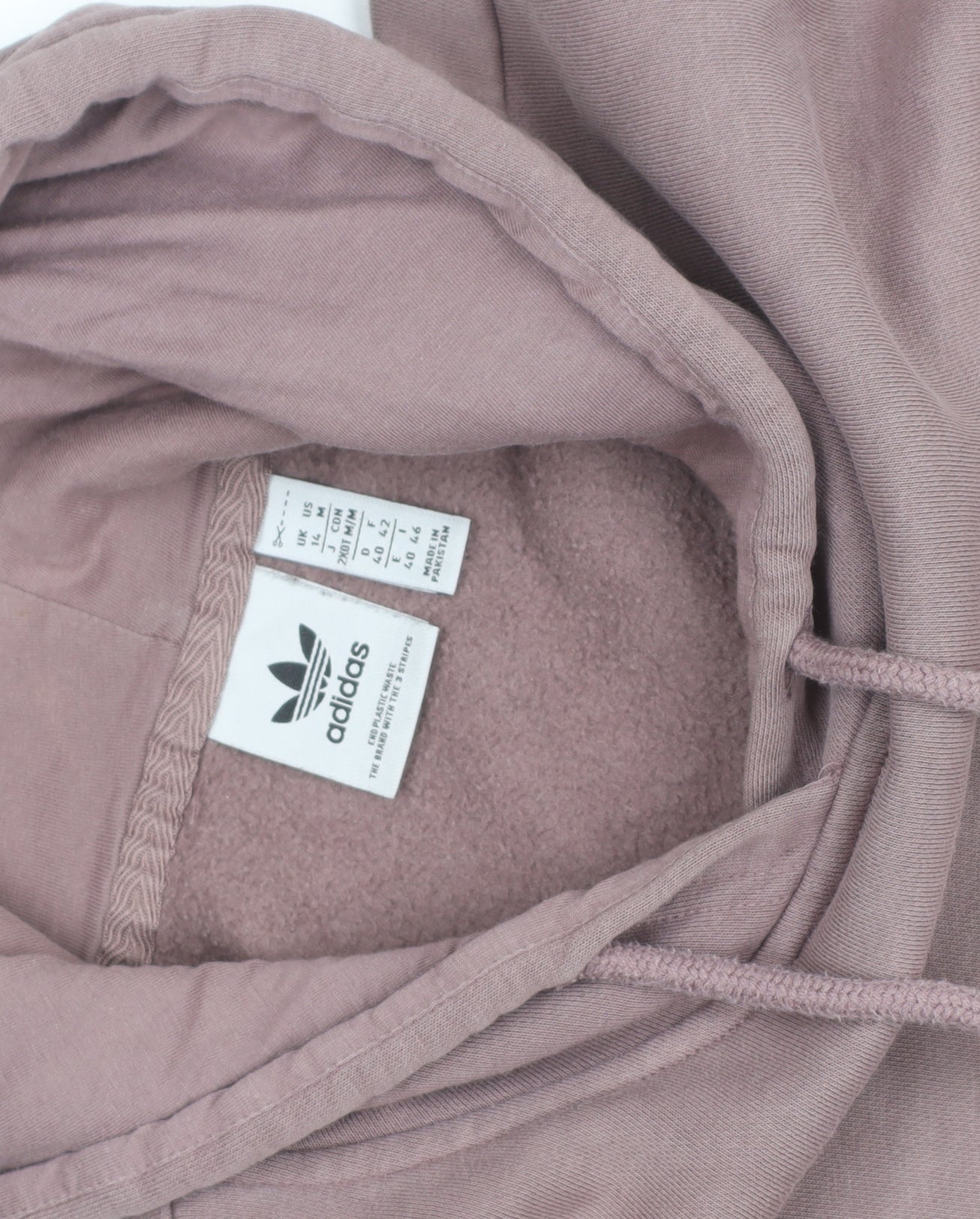 Adidas Women Mauve Hoodie Size 10 Pullover Logo Cotton Blend