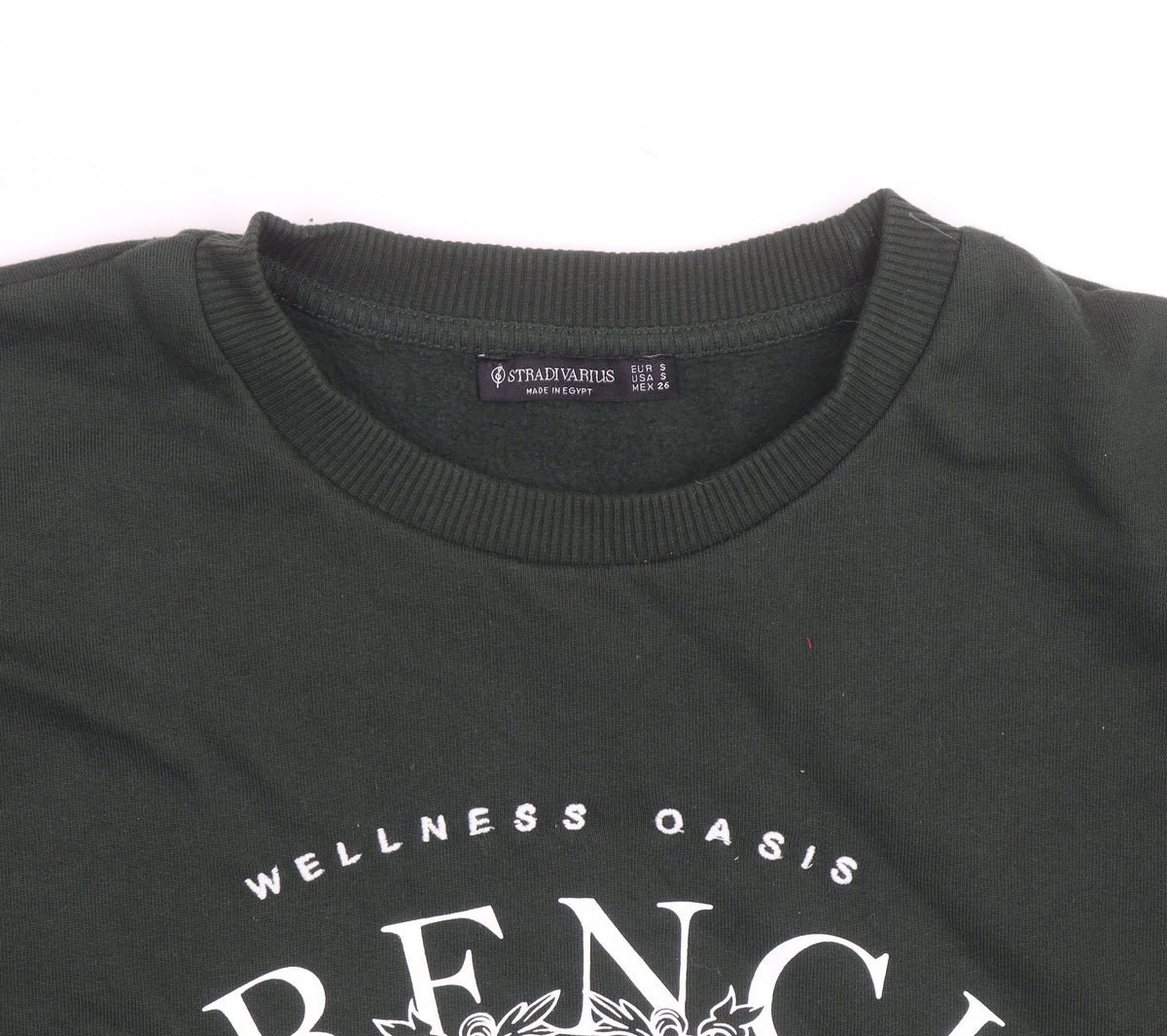 Stradivarius Unisex Dark Green French Riviera Graphic Sweatshirt Size S