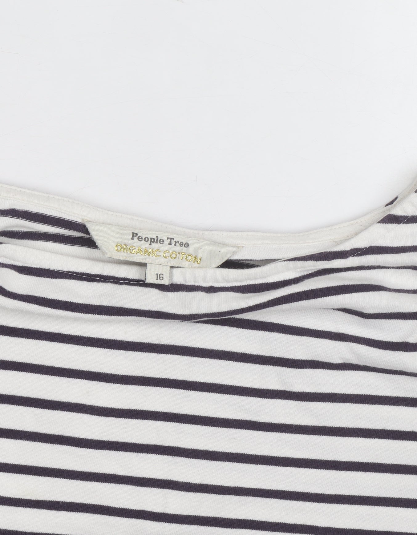 People Tree Women’s White Striped Organic Cotton Long Sleeve Top Size 16