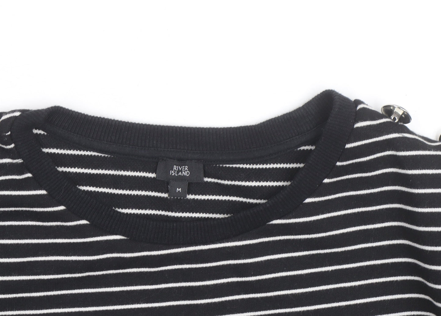 River Island Women's Black Striped Crew Neck Jumper Size M