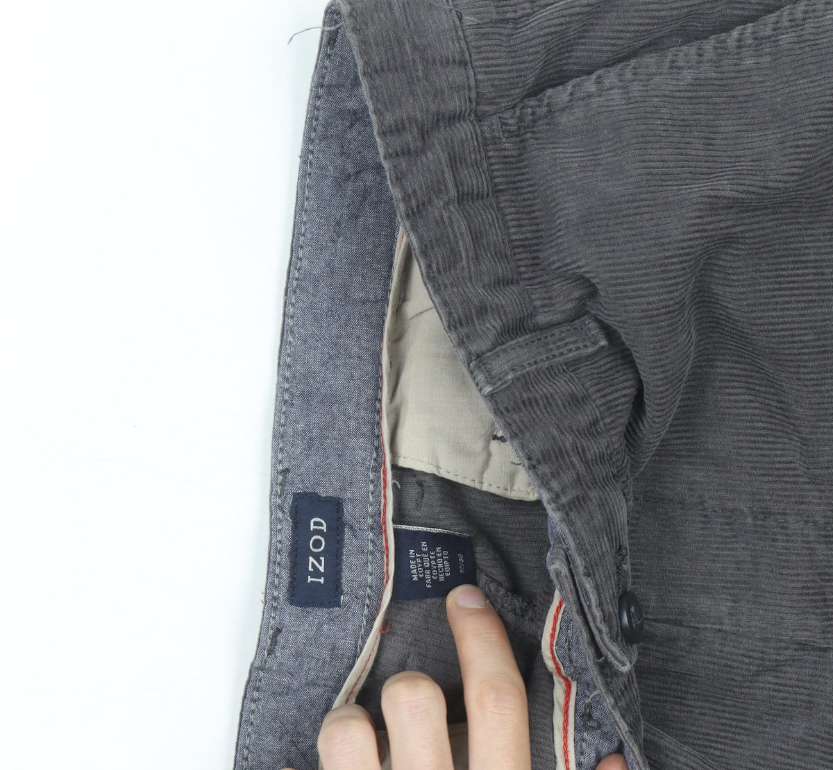 IZOD Men's Grey Corduroy Straight Fit Jeans W34 L32