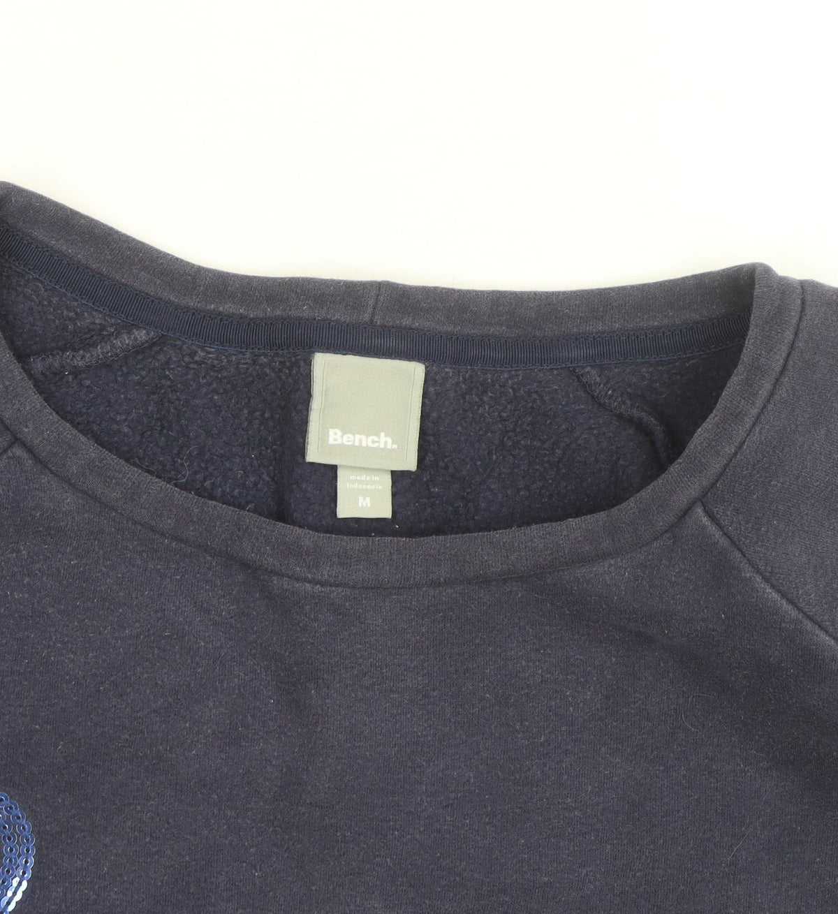 Bench Men Blue Sequin Logo Pullover Sweatshirt M
