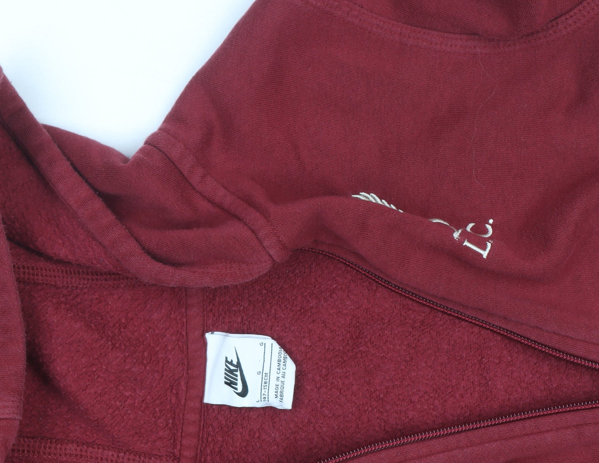 Nike Boys Red Full Zip Hoodie Liverpool FC Logo Size 10-11 Years