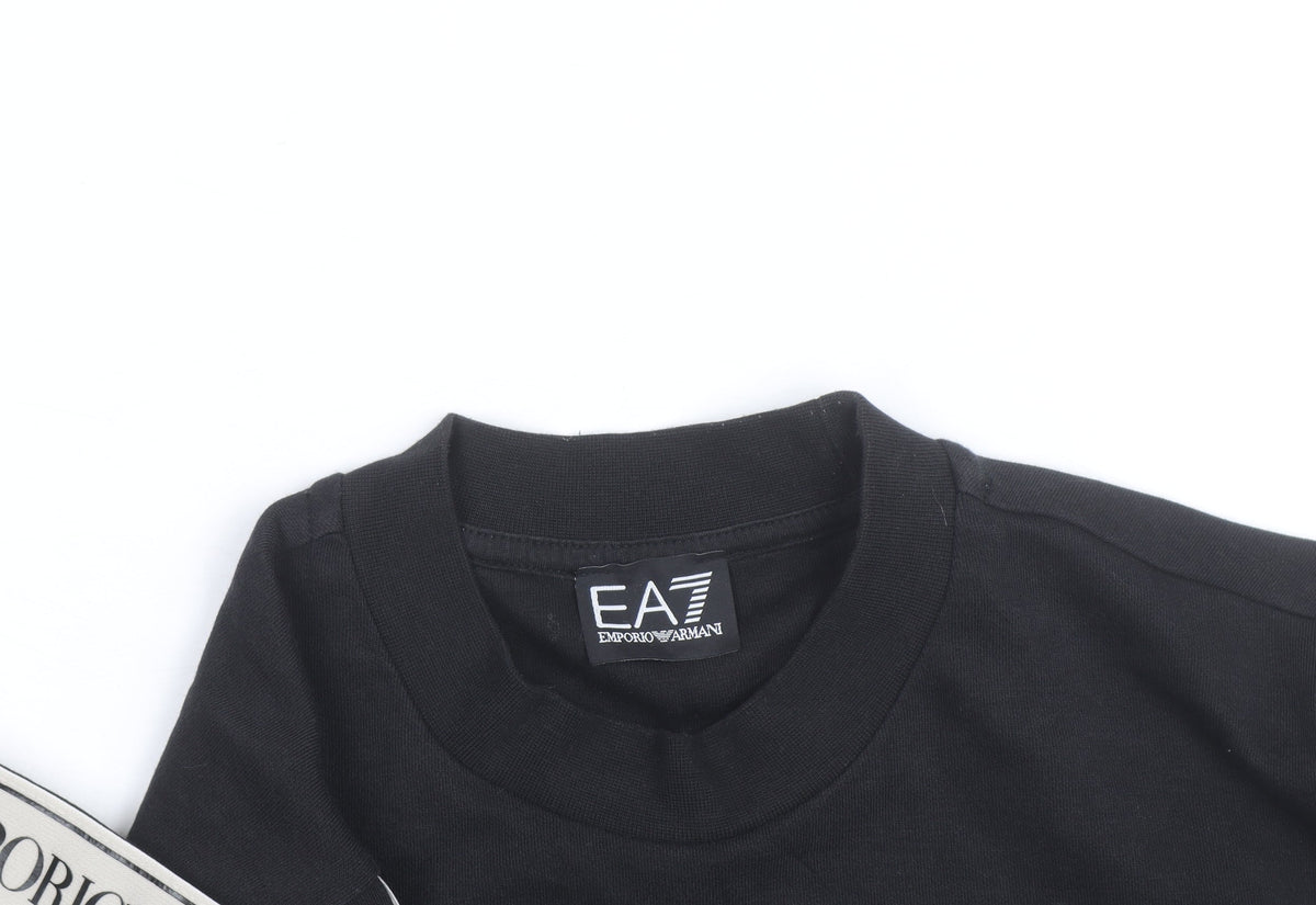 Emporio Armani EA7 Men's Black Small Crew Neck Logo Sweatshirt