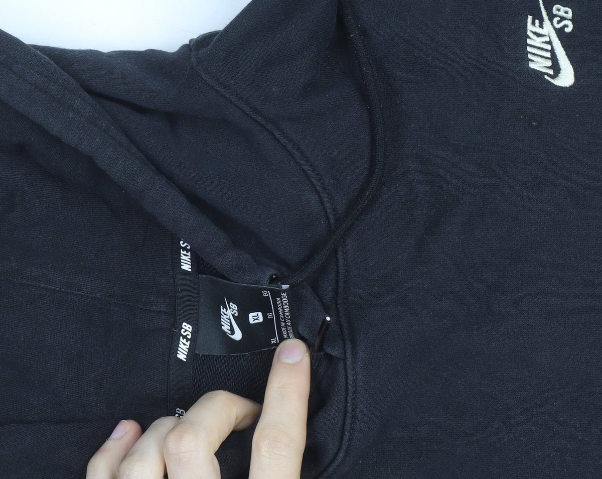 Nike SB Men's Black XL Pullover Hoodie with Logo Print Sleeves