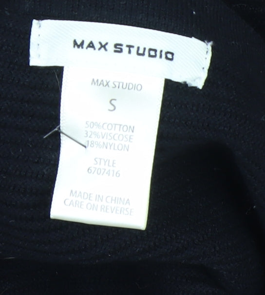 Max Studio Women’s Black Knit Pencil Skirt Size S Ruffle Hem Stretch