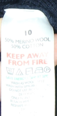 The White Company Women's Navy Cardigan UK 10 Merino Wool Cotton Blend