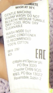 Marks & Spencer Women Lilac Cotton Knit Crew Neck Jumper Small