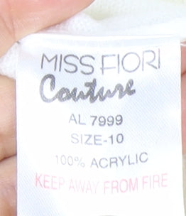 Miss Fiori Couture Women’s Ivory High Neck Acrylic Jumper Size 10