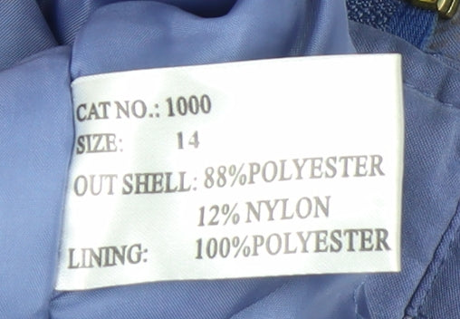 Finesse Womens Blue Mid-Length Coat Size 14 Polyester Blend