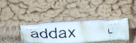 Addax Women Beige 1/4 Zip Fleece Pullover Sweatshirt L