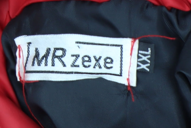 MRzexe Men's Red 2XL Puffer Jacket Lightweight Quilted Zip Coat