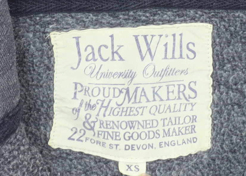 Jack Wills Men's Blue XS Full Zip Hoodie with Logo and Pockets