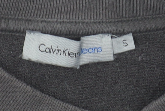 Calvin Klein Jeans Women's Black Small Logo Pullover Sweatshirt